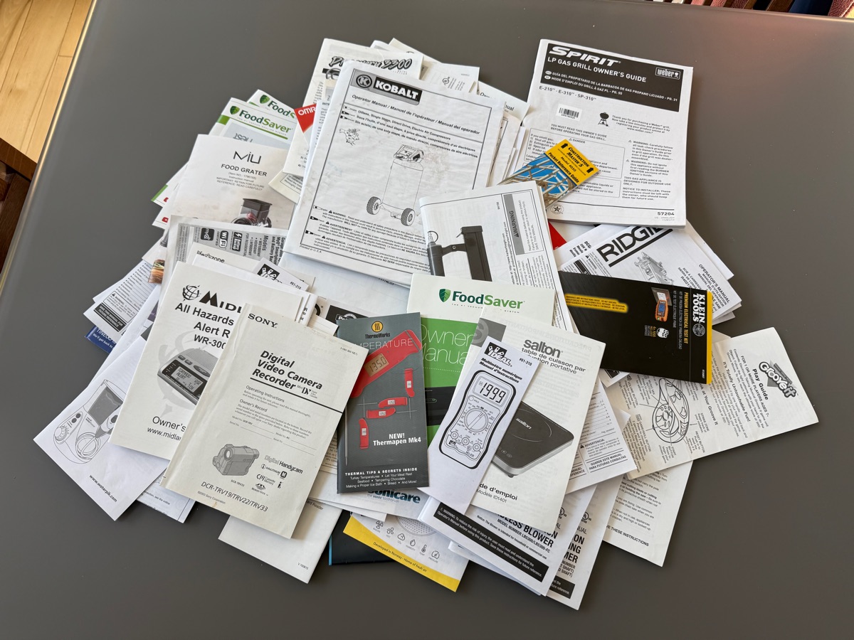 A pile of product manuals